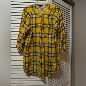 Miss Lili Women Yellow Long Sleeve Blouse Size 1X NWT